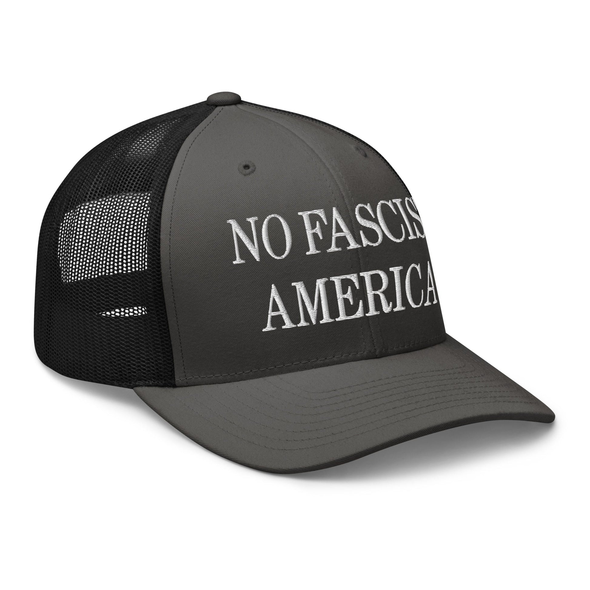 No Fascist America Embroidered Retro Mesh Trucker Hat