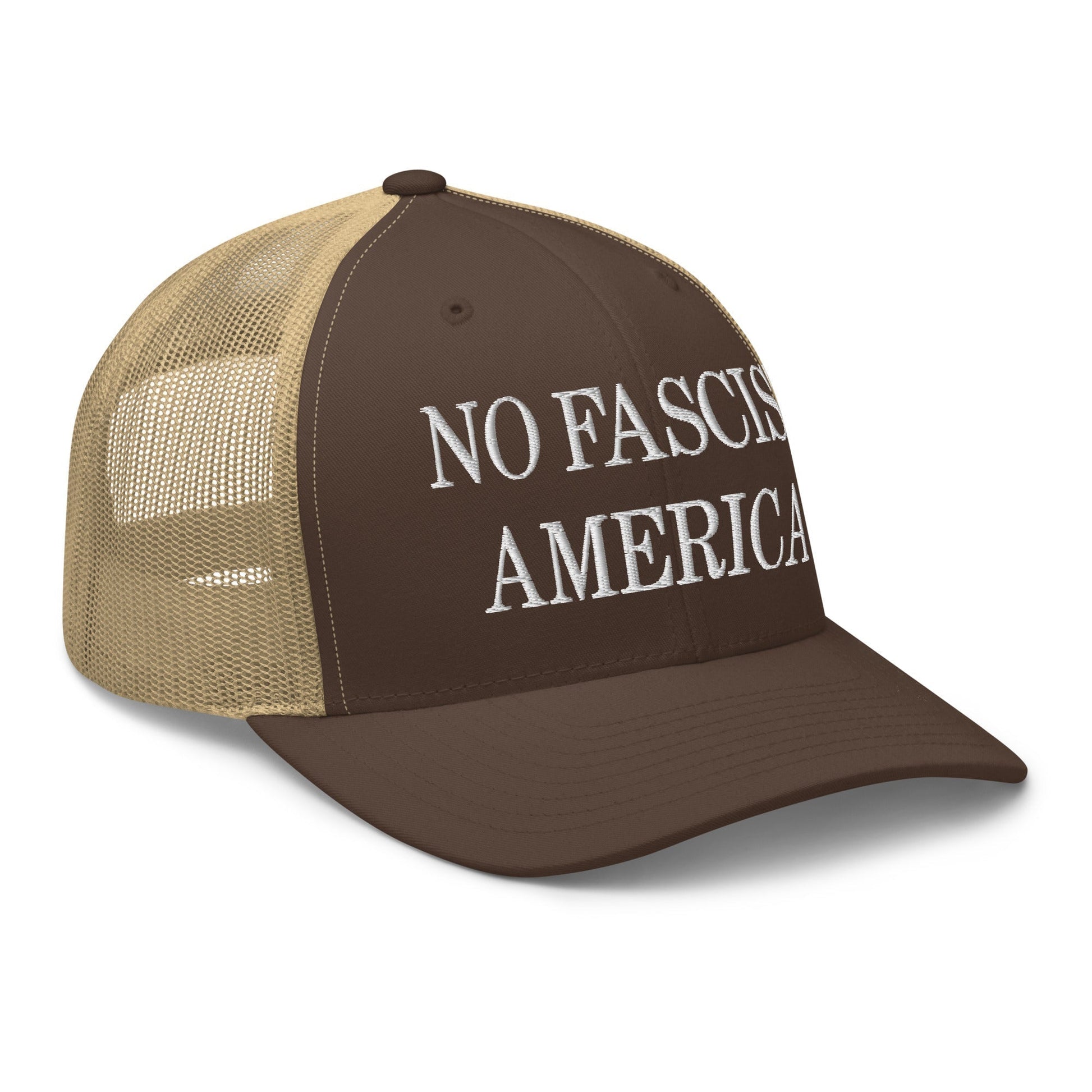 No Fascist America Embroidered Retro Mesh Trucker Hat