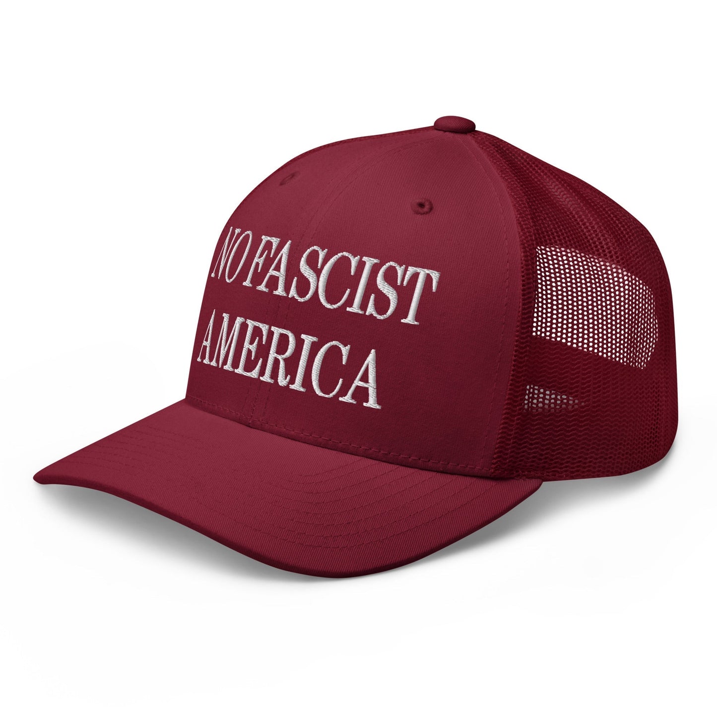 No Fascist America Embroidered Retro Mesh Trucker Hat