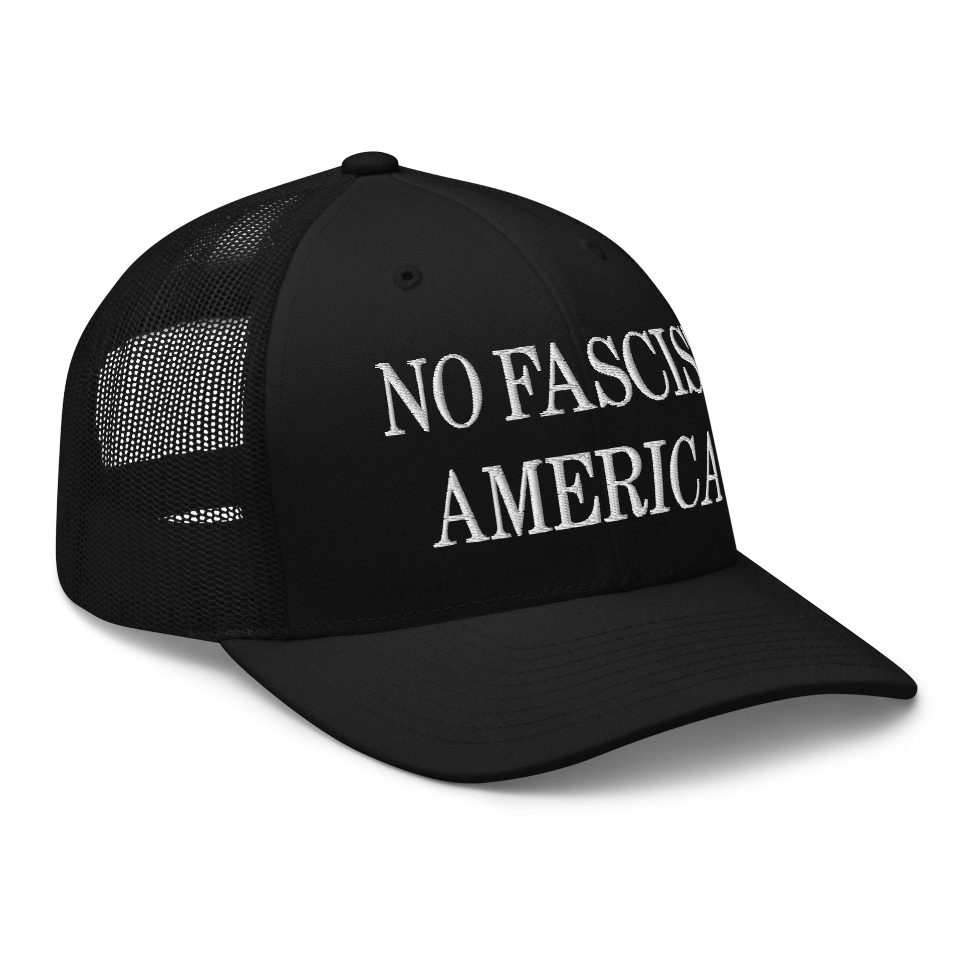 No Fascist America Embroidered Retro Mesh Trucker Hat