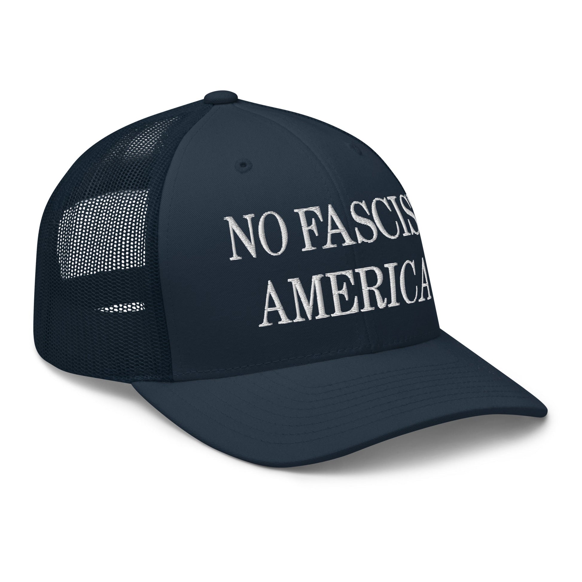 No Fascist America Embroidered Retro Mesh Trucker Hat