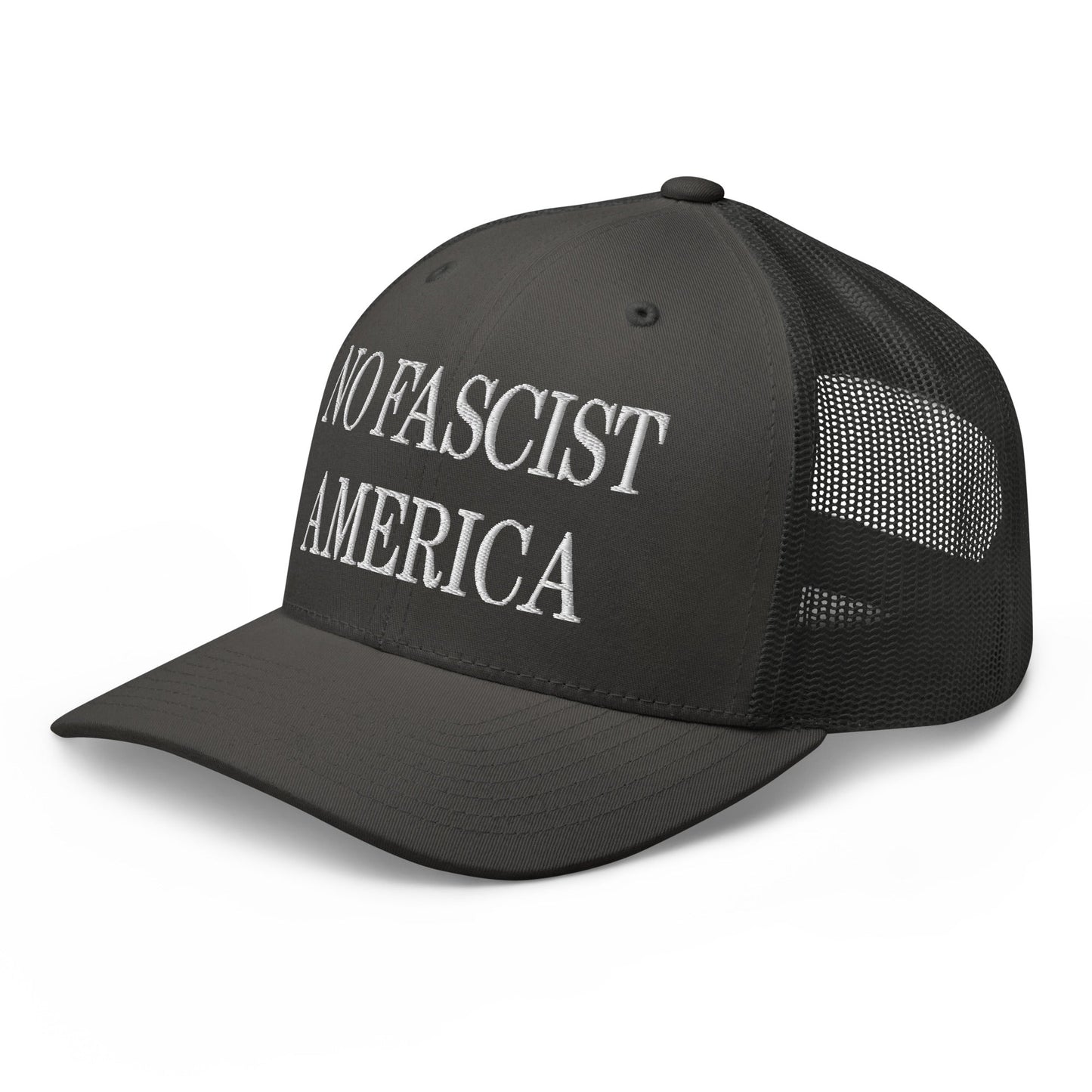 No Fascist America Embroidered Retro Mesh Trucker Hat
