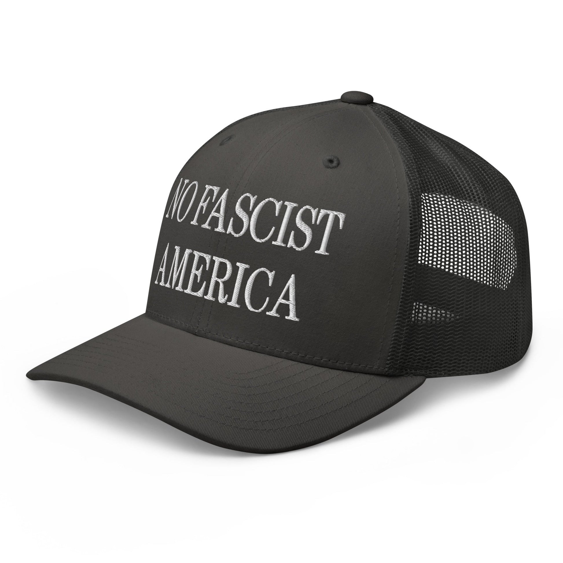 No Fascist America Embroidered Retro Mesh Trucker Hat