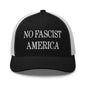 No Fascist America Embroidered Retro Mesh Trucker Hat - Black/ White