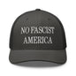 No Fascist America Embroidered Retro Mesh Trucker Hat - Charcoal