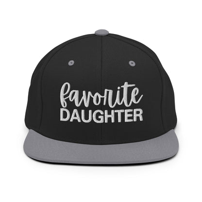 Favorite Daughter Embroidered Flat Bill Brim Snapback Hat - Black/ Silver