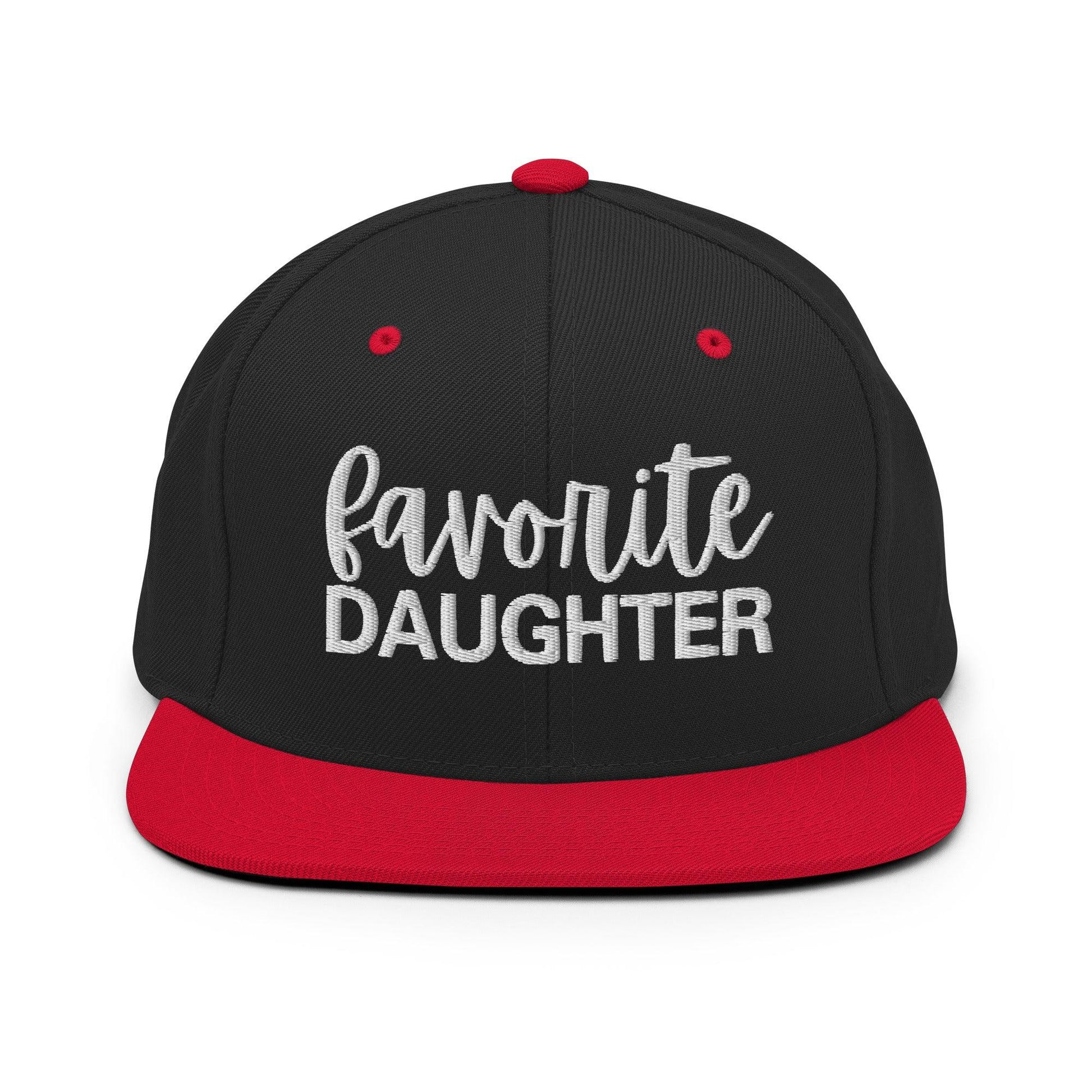 Favorite Daughter Embroidered Flat Bill Brim Snapback Hat - Black/ Red