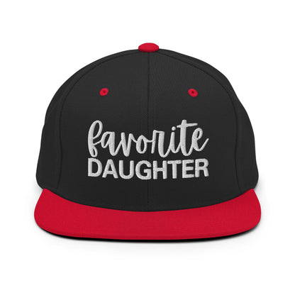 Favorite Daughter Embroidered Flat Bill Brim Snapback Hat - Black/ Red