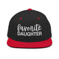 Favorite Daughter Embroidered Flat Bill Brim Snapback Hat - Black/ Red