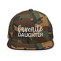 Favorite Daughter Embroidered Flat Bill Brim Snapback Hat - Green Camo