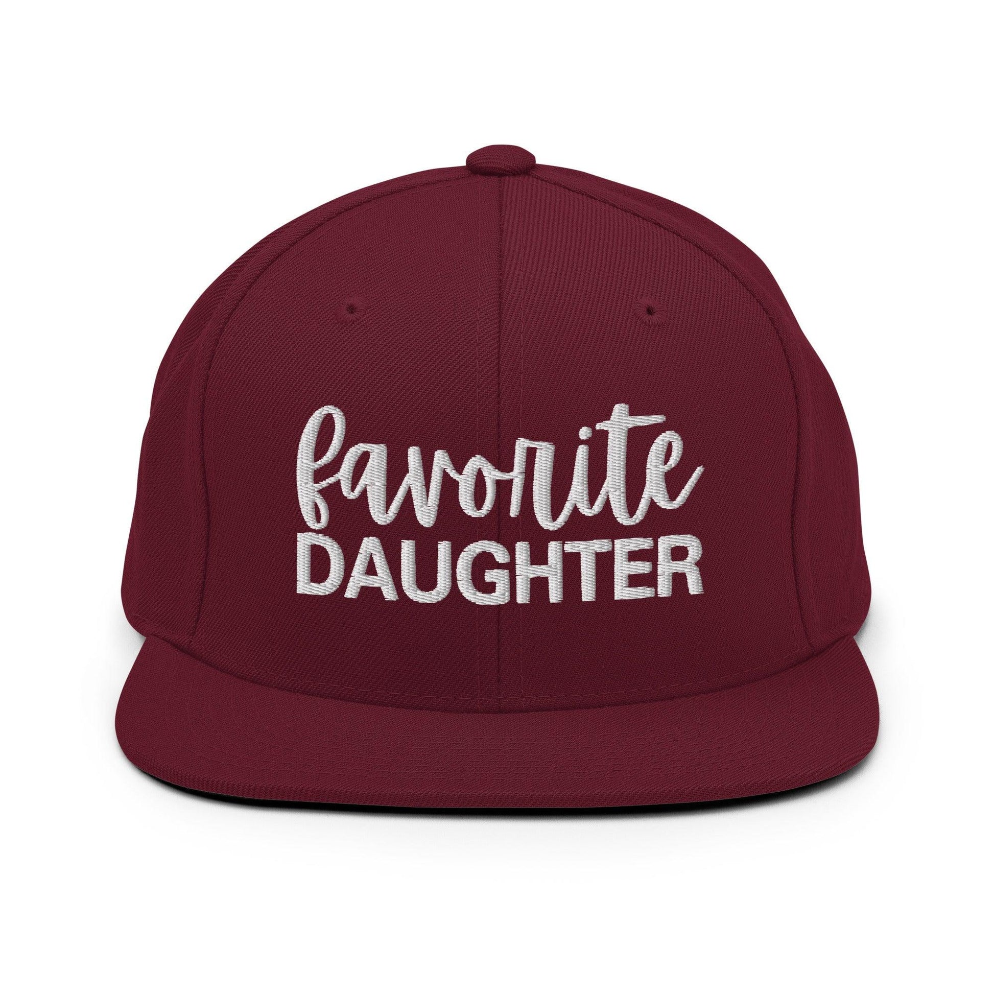 Favorite Daughter Embroidered Flat Bill Brim Snapback Hat - Maroon