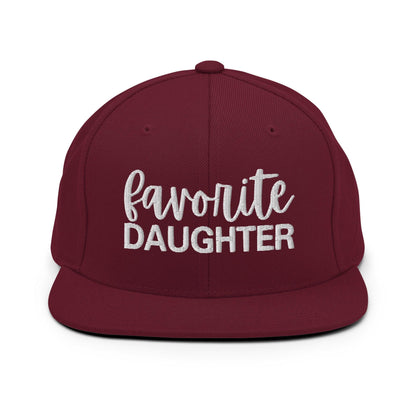 Favorite Daughter Embroidered Flat Bill Brim Snapback Hat - Maroon