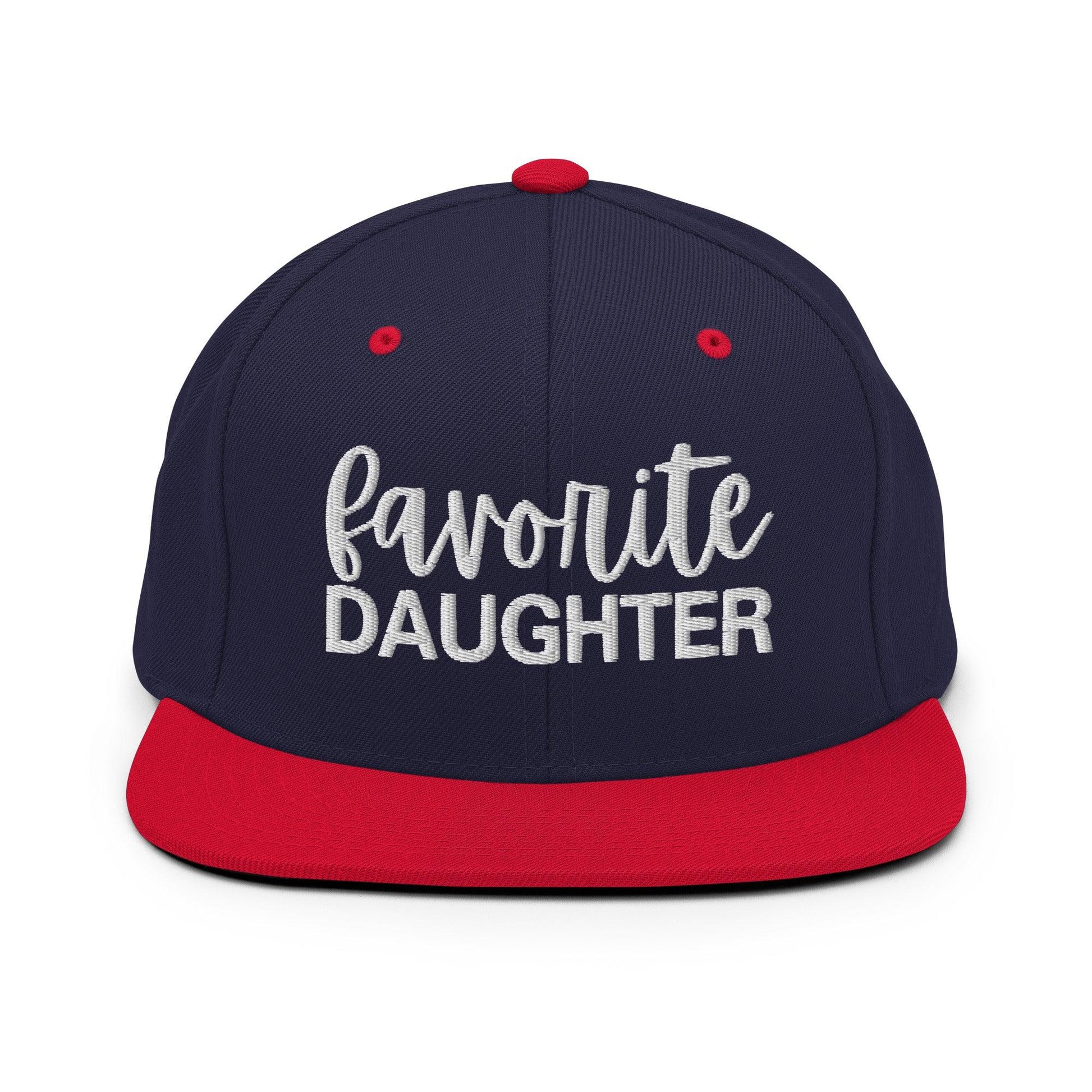 Favorite Daughter Embroidered Flat Bill Brim Snapback Hat - Navy/ Red