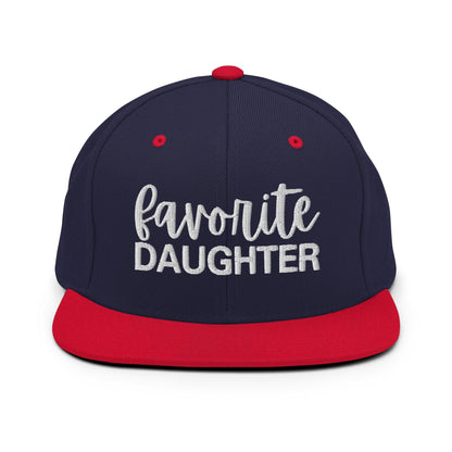 Favorite Daughter Embroidered Flat Bill Brim Snapback Hat - Navy/ Red