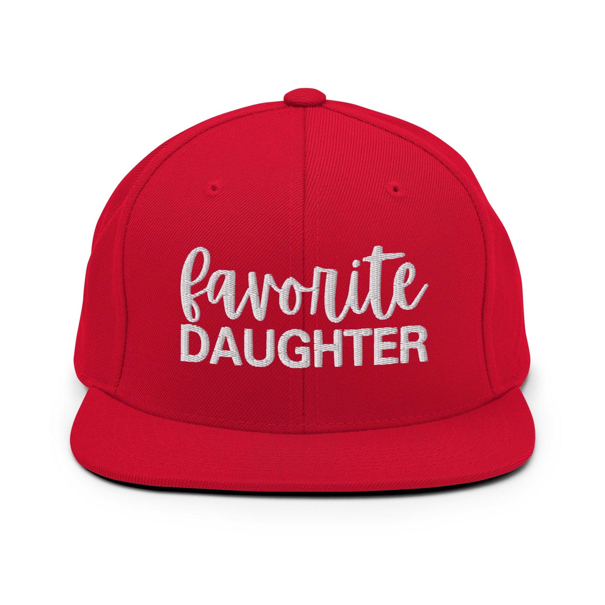 Favorite Daughter Embroidered Flat Bill Brim Snapback Hat - Red