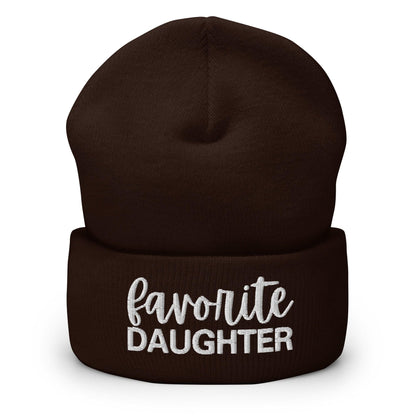 Favorite Daughter Embroidered Knit Cuffed Beanie - Brown