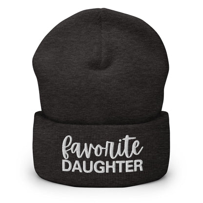 Favorite Daughter Embroidered Knit Cuffed Beanie - Dark Grey