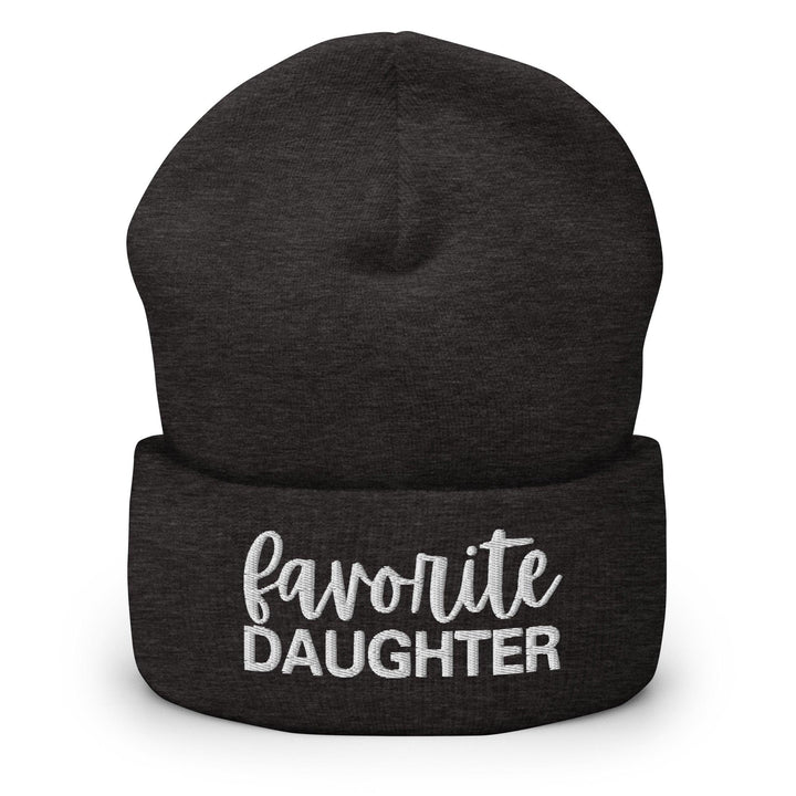Favorite Daughter Embroidered Knit Cuffed Beanie - Dark Grey