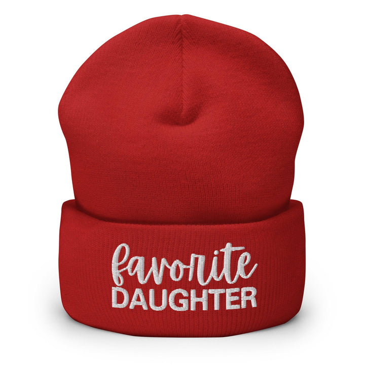 Favorite Daughter Embroidered Knit Cuffed Beanie - Red