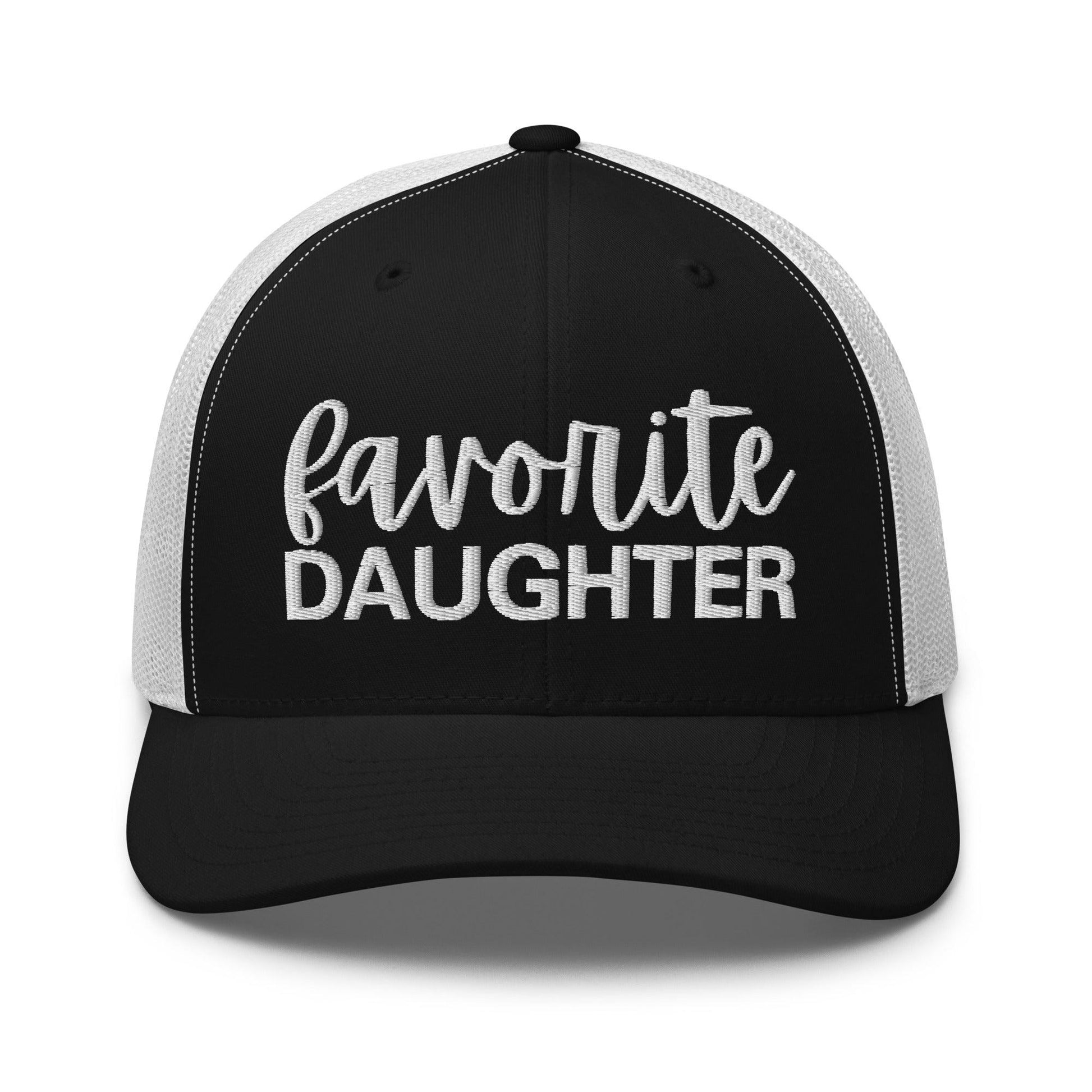 Favorite Daughter Embroidered Mesh Trucker Hat - Black/ White