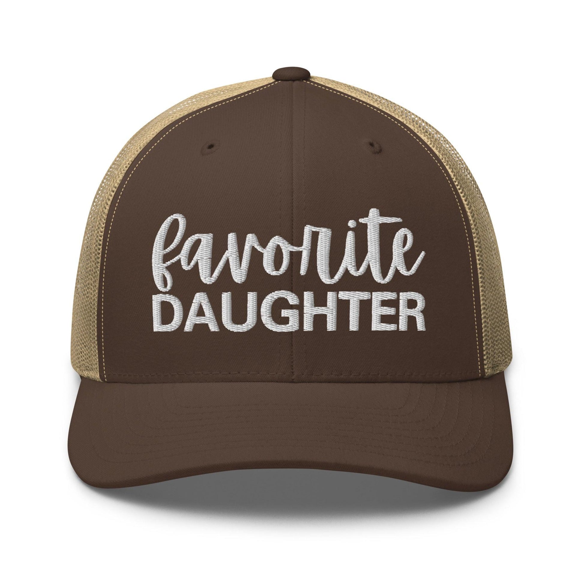 Favorite Daughter Embroidered Mesh Trucker Hat - Brown/ Khaki