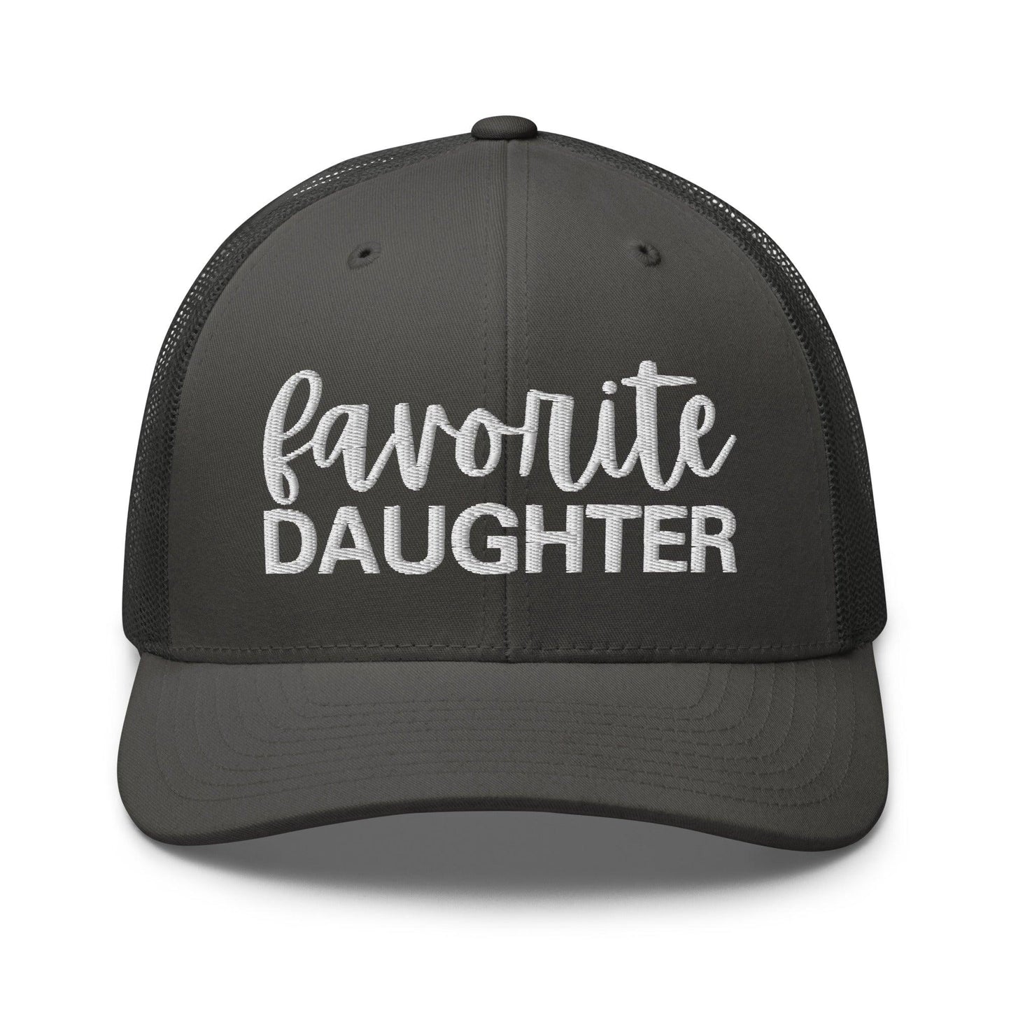 Favorite Daughter Embroidered Mesh Trucker Hat - Charcoal