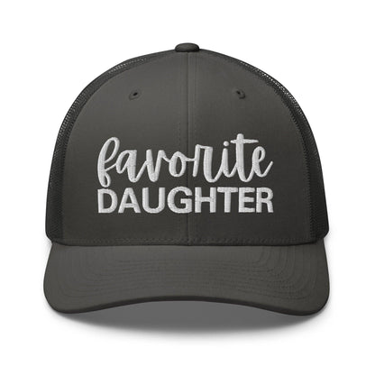 Favorite Daughter Embroidered Mesh Trucker Hat - Charcoal