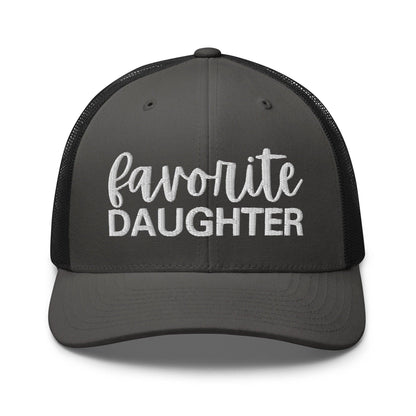 Favorite Daughter Embroidered Mesh Trucker Hat - Charcoal/ Black