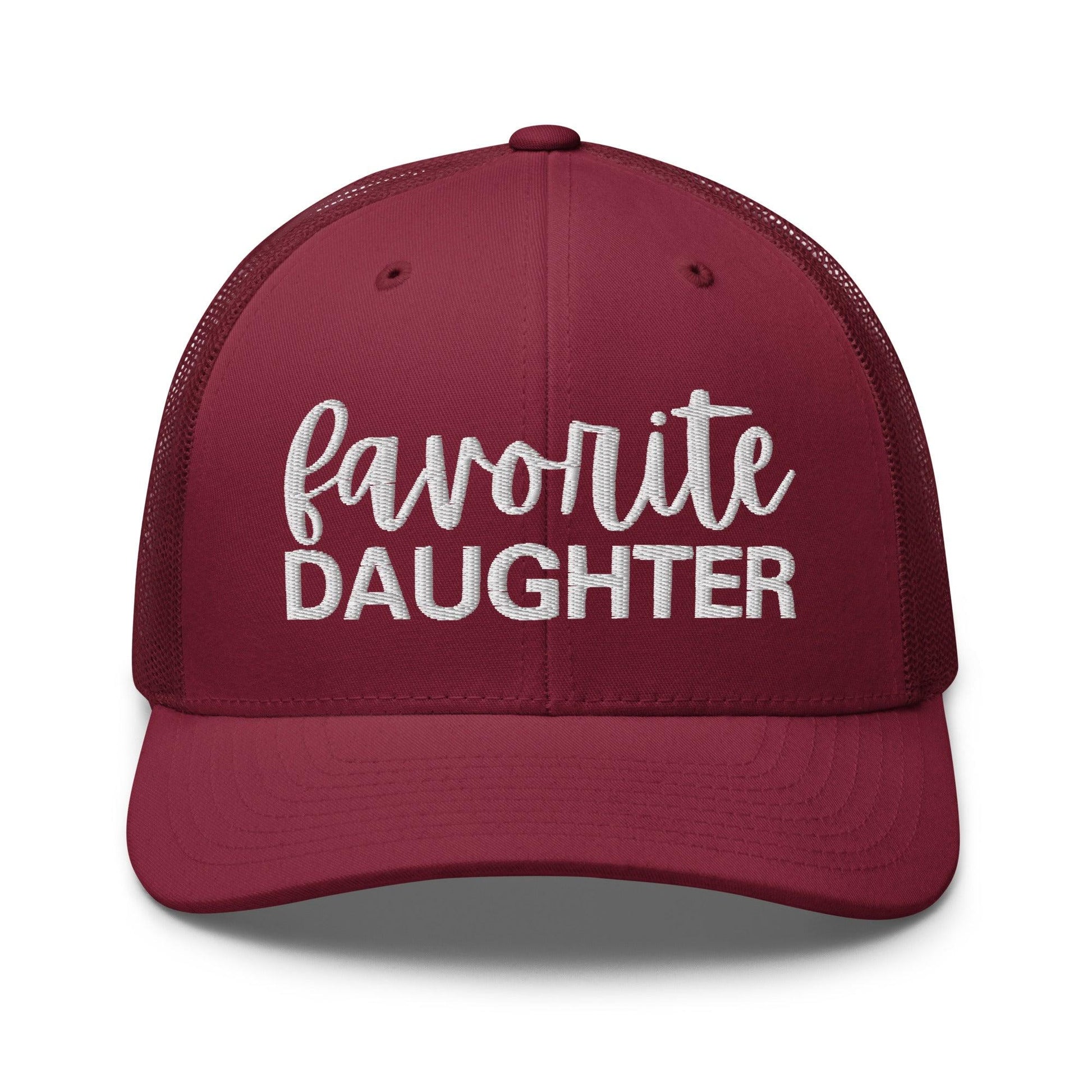 Favorite Daughter Embroidered Mesh Trucker Hat - Cranberry