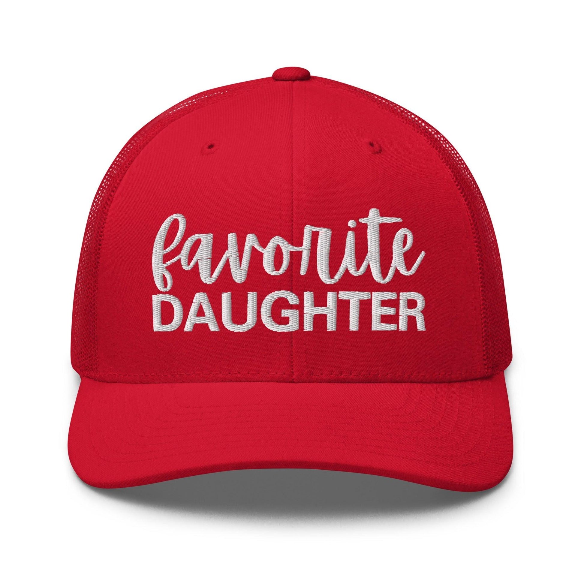 Favorite Daughter Embroidered Mesh Trucker Hat - Red