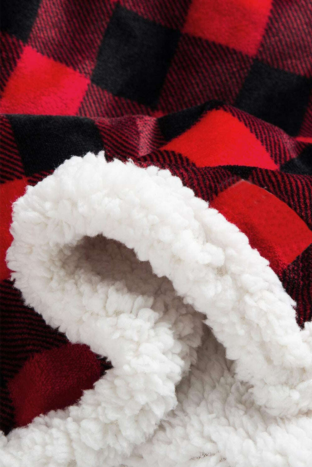 Accessories & Jewelry-Fiery Red Buffalo Plaid Print Sherpa Large Throw Blanket-torontoscreenprinting.ca