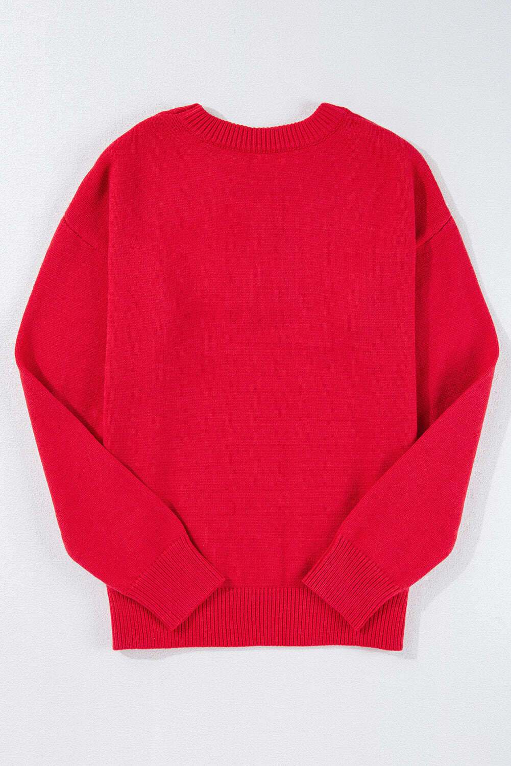 Sweaters-Fiery Red Tinsel Merry Letter Drop Shoulder Baggy Sweater-torontoscreenprinting.ca