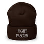 Fight Fascism Embroidered Cuffed Knit Beanie - Brown