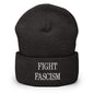 Fight Fascism Embroidered Cuffed Knit Beanie - Dark Grey