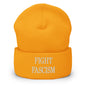 Fight Fascism Embroidered Cuffed Knit Beanie - Gold