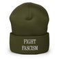 Fight Fascism Embroidered Cuffed Knit Beanie - Olive