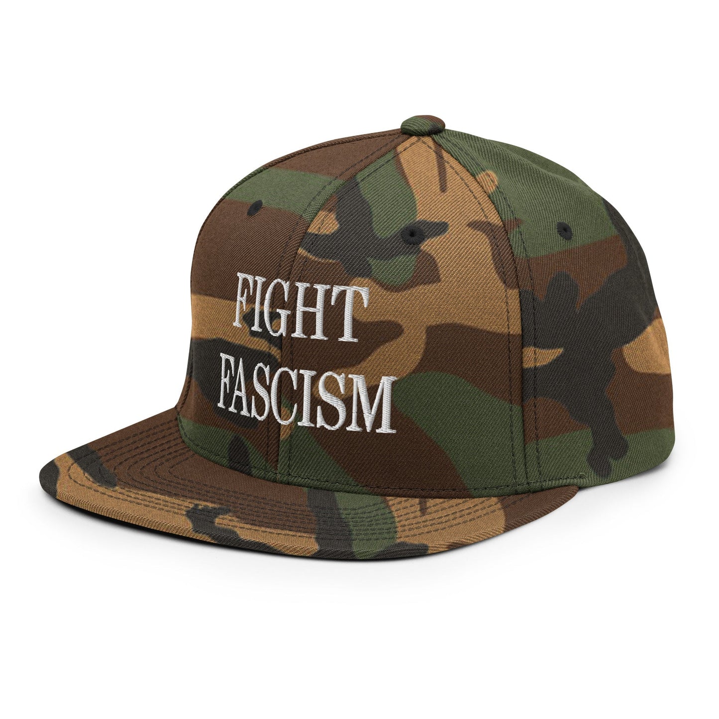 Fight Fascism Embroidered Flat Brim Bill Snapback Hat