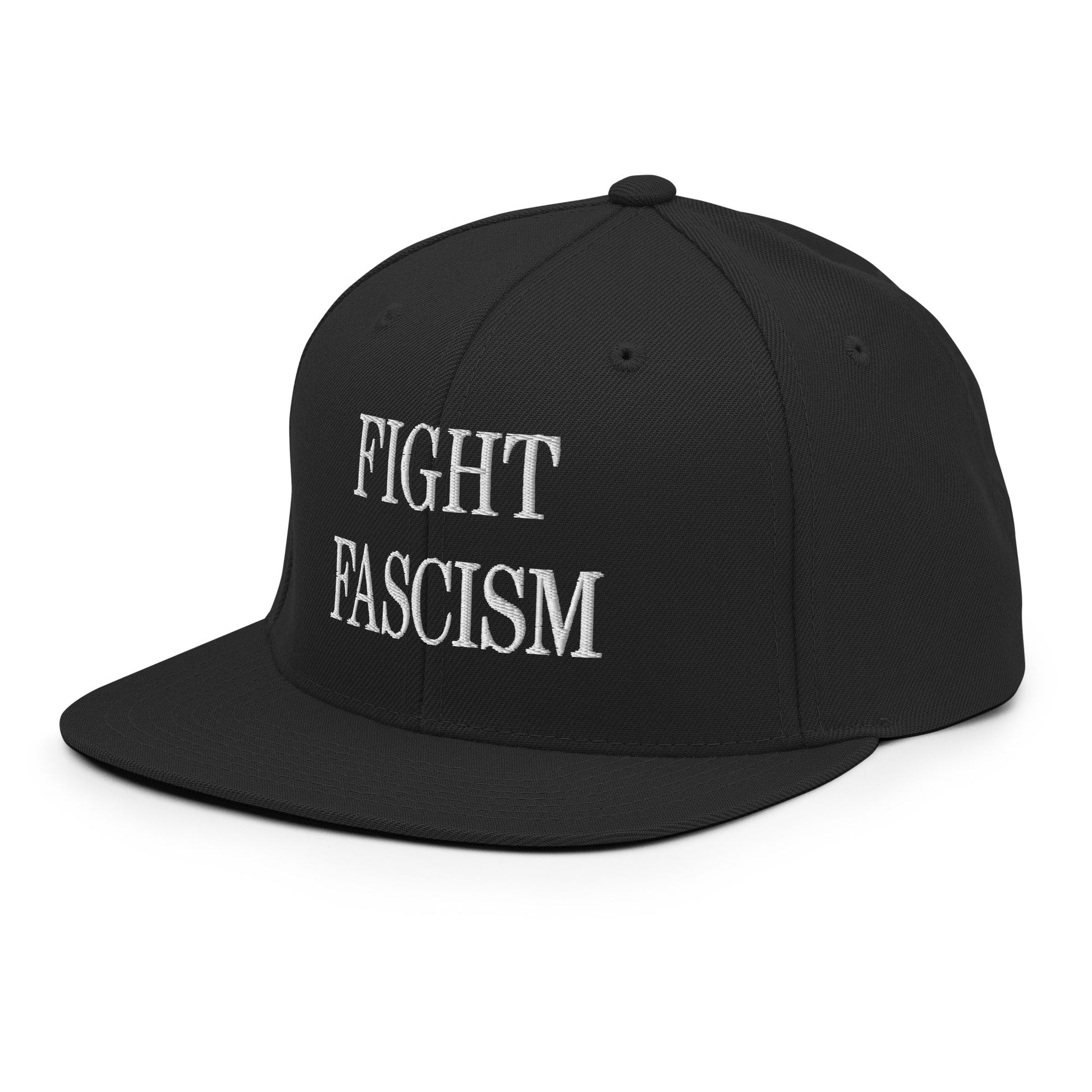 Fight Fascism Embroidered Flat Brim Bill Snapback Hat