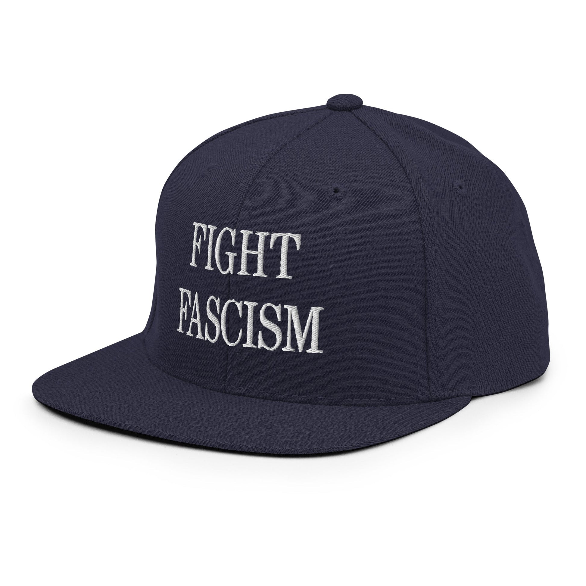 Fight Fascism Embroidered Flat Brim Bill Snapback Hat