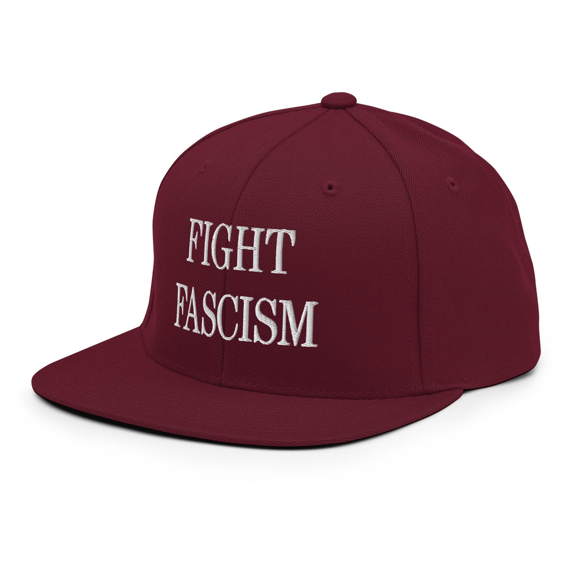 Fight Fascism Embroidered Flat Brim Bill Snapback Hat