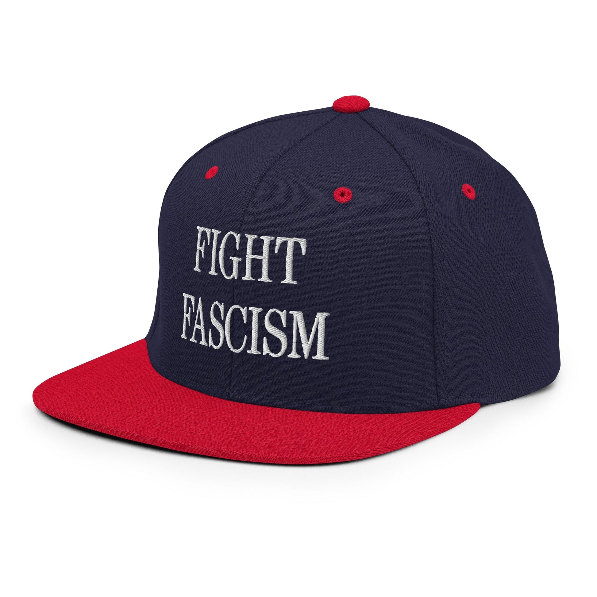 Fight Fascism Embroidered Flat Brim Bill Snapback Hat
