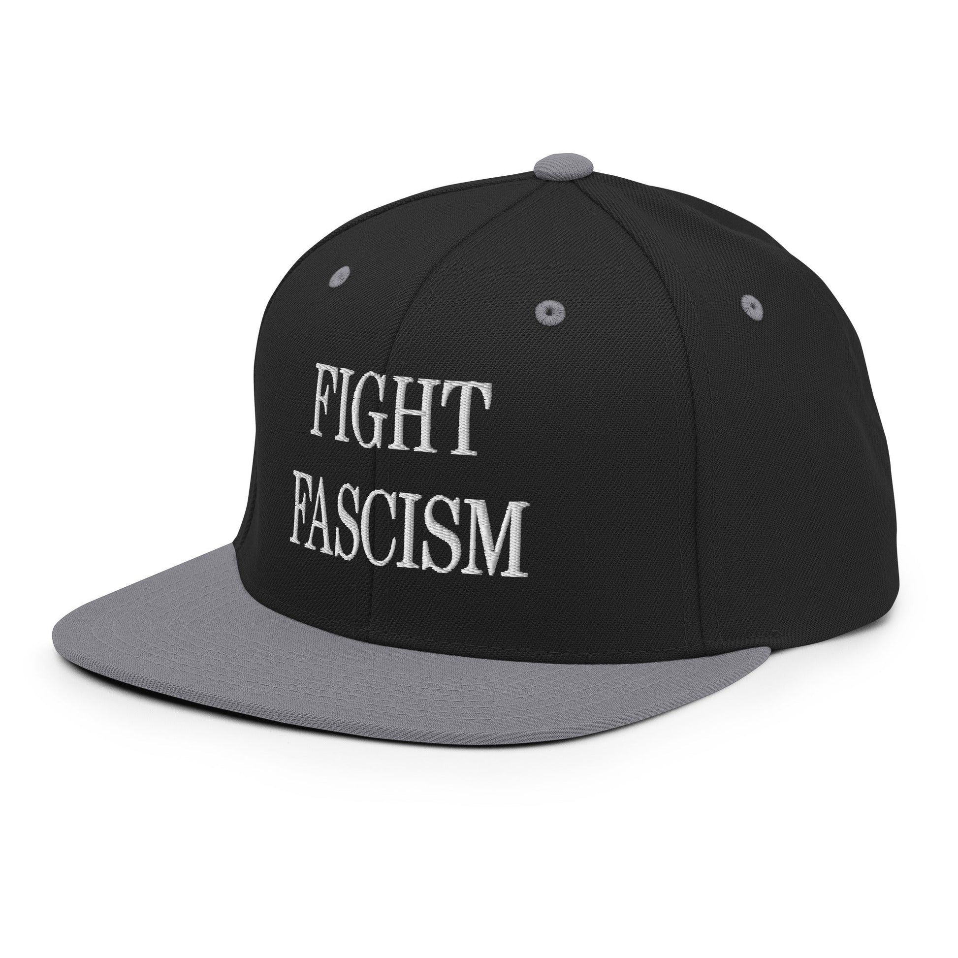 Fight Fascism Embroidered Flat Brim Bill Snapback Hat