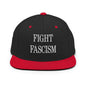 Fight Fascism Embroidered Flat Brim Bill Snapback Hat - Black/ Red