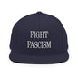 Fight Fascism Embroidered Flat Brim Bill Snapback Hat - Navy