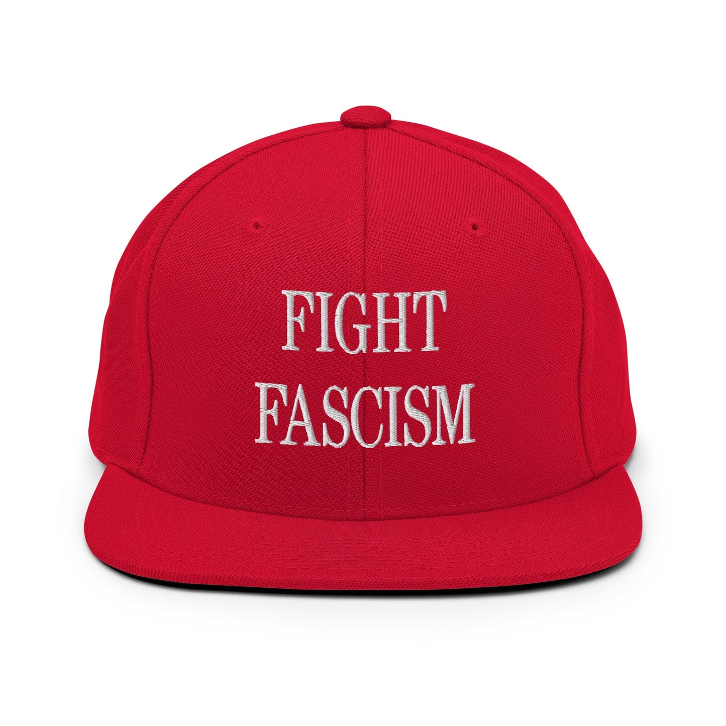 Fight Fascism Embroidered Flat Brim Bill Snapback Hat - Red