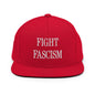Fight Fascism Embroidered Flat Brim Bill Snapback Hat - Red