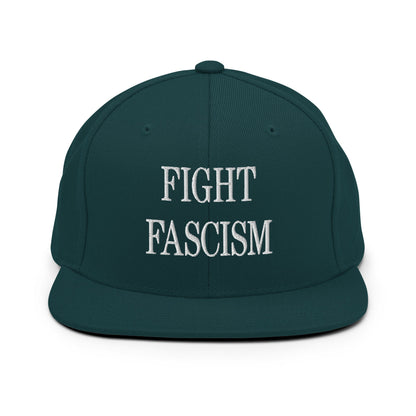 Fight Fascism Embroidered Flat Brim Bill Snapback Hat - Spruce