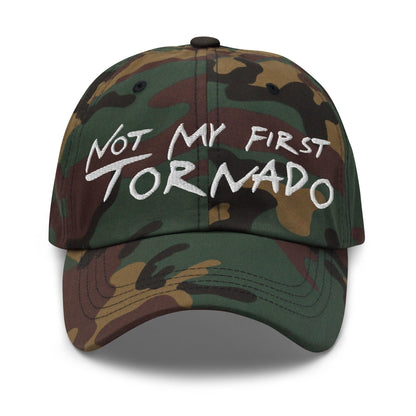 Not My First Tornado Dad Hat - Green Camo - Headwear