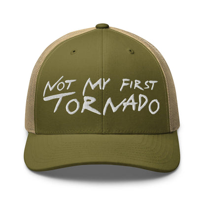 Not My First Tornado Retro Trucker Hat - Moss/ Khaki - Headwear