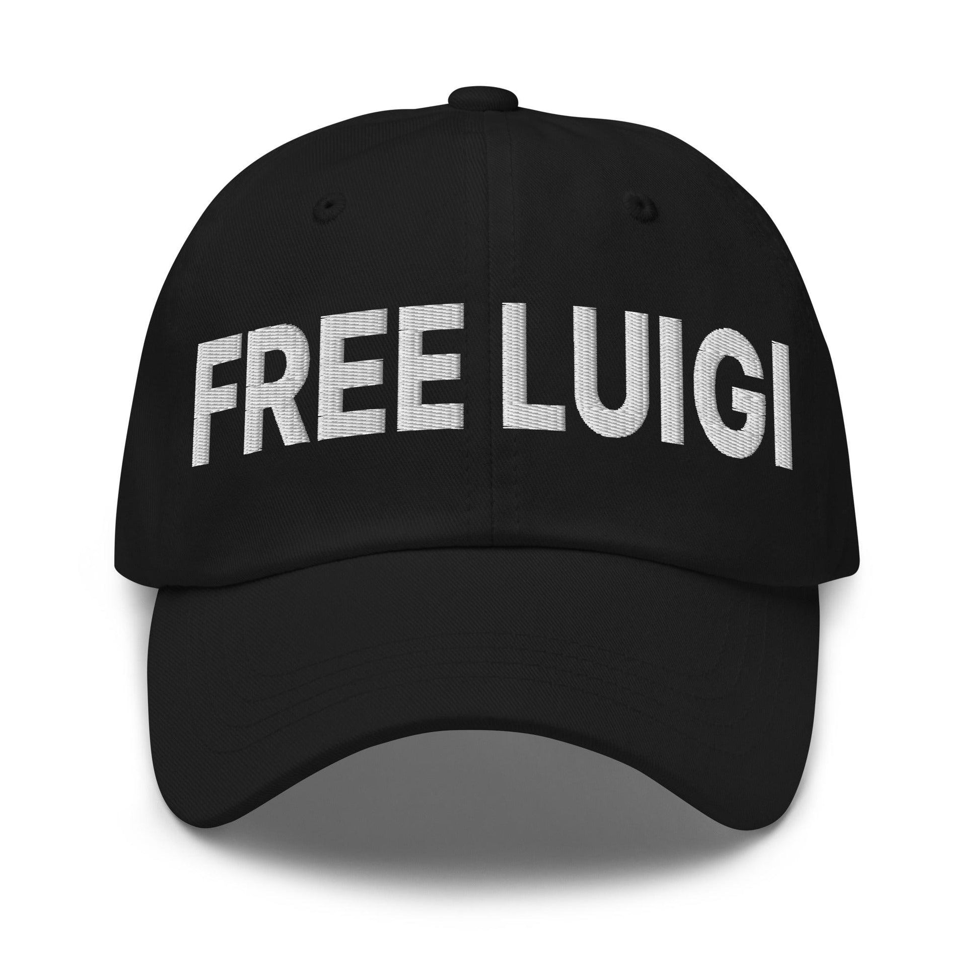 Free Luigi Mangione Embroidered Dad Hat - Black - Headwear
